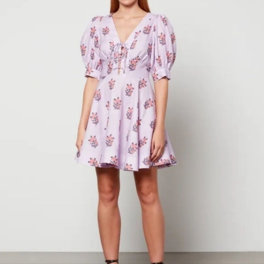 House of Harlow 1960 Linen Blend Floral Mini Dress, Size 10